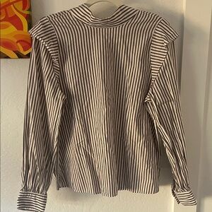 Everlane Brown and White Striped Blouse